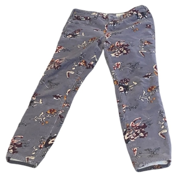Anthropologie Pants - Anthropologie, Pilcro and the Letterpress Grey Floral Cord High Rise Skinny 28